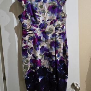 Adrianna Papell Multicolor Floral Midi Dress